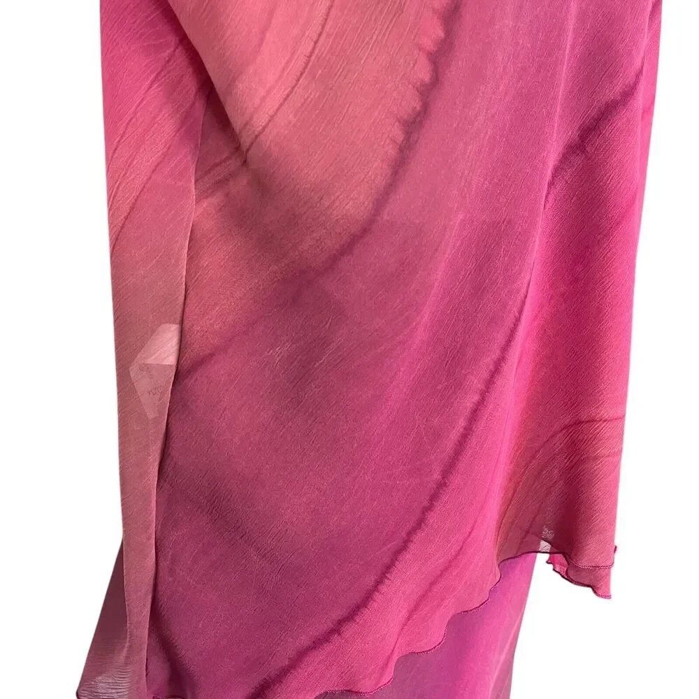 Rapz Womens Sheer Oversized Flowy Lagenlook Top Pull On Skirt Resort Pink sz XL